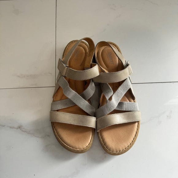Born Gray Leather Blur Strappy Sandals Comfort Summer - Picture 1 of 6